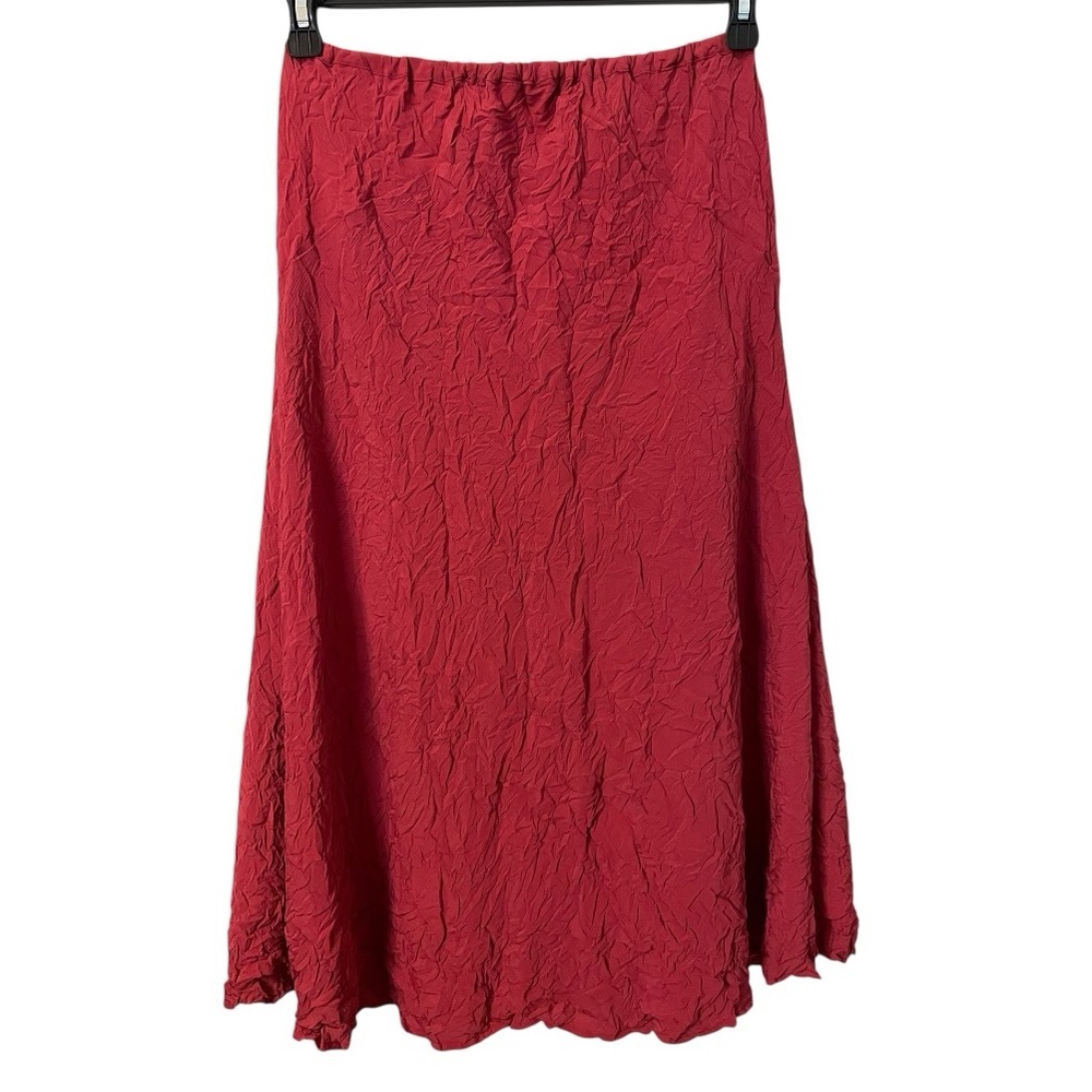 Babette SF Crinkle Textured Midi Solid Cranberry Red Sz M  Lagenlook Artsy